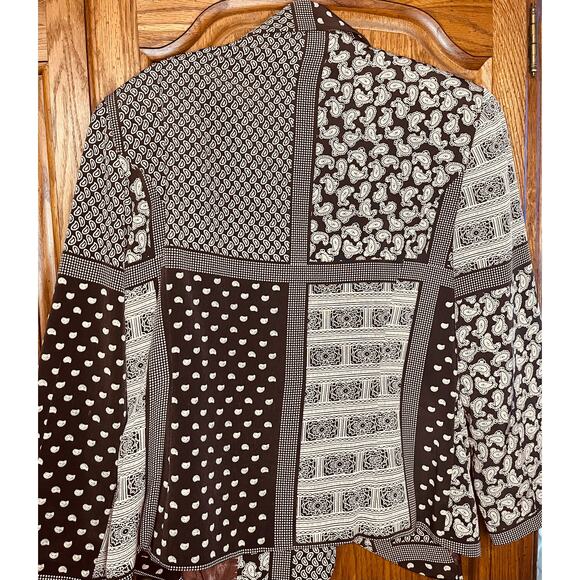 Blocked Paisley Brown and Cream Blazer Size Medium - Picture 5 of 5